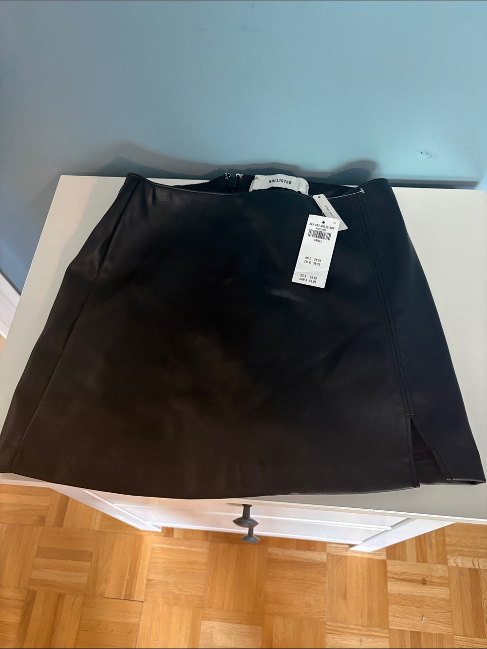 Hollister Black Faux Leather Mini Skirt with Side Zip